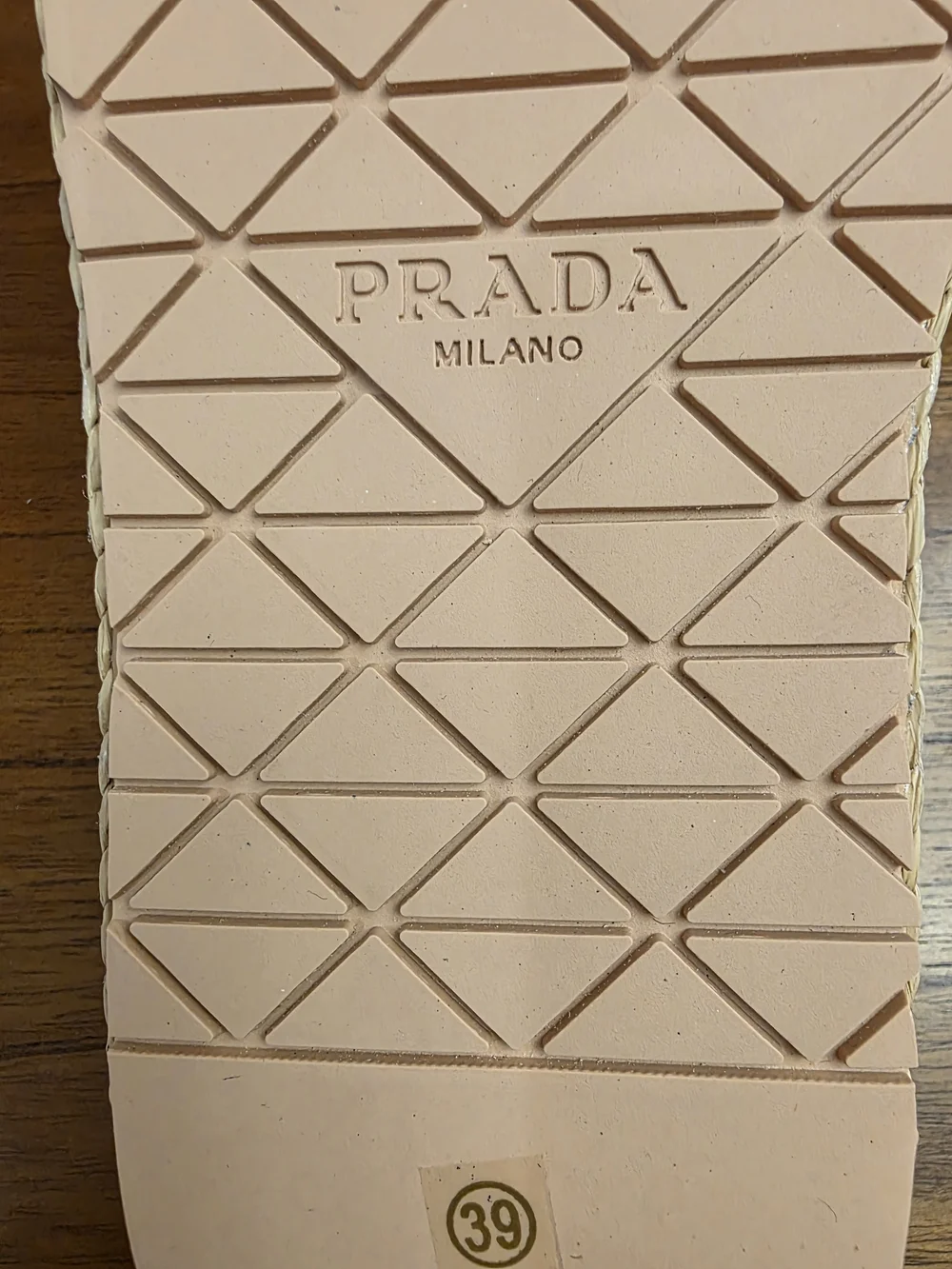 Prada Beige Woven Slide Sandals  (New) - Picture 9 of 10